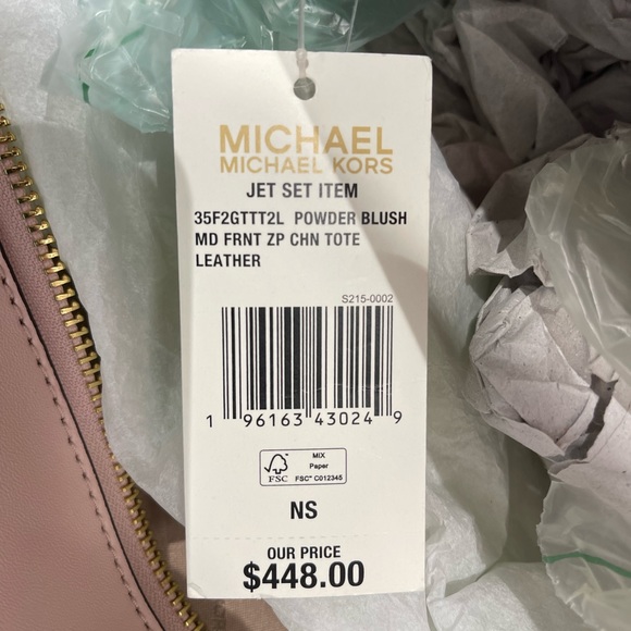 MICHAEL KORS
Jet Set Medium Front Zip Pebbled Leather Chain Tote 
Powder Blush - Picture 14 of 16